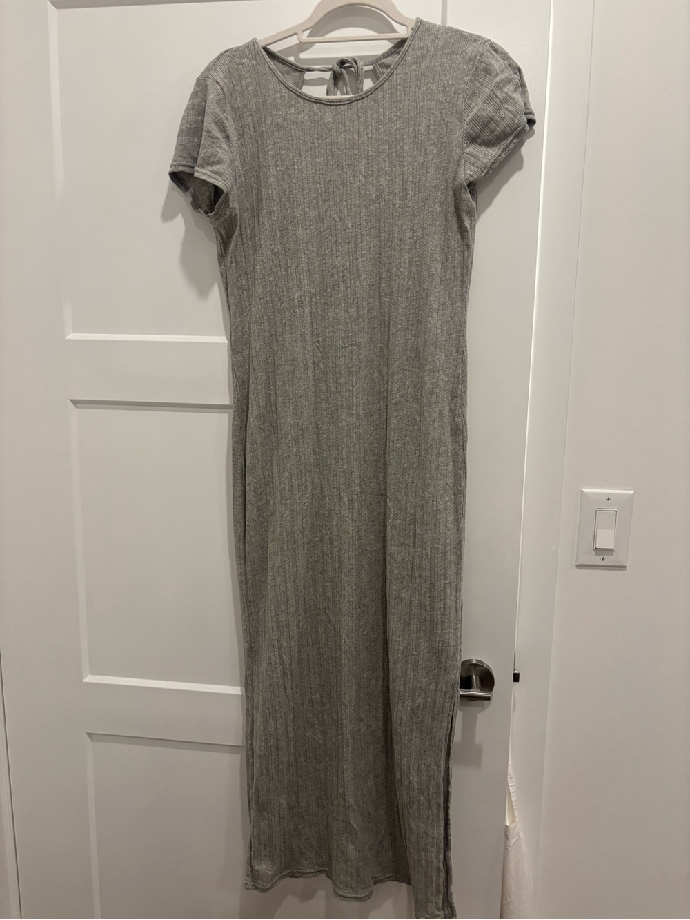 Free people Casual Gray Ribbed Maxi Dress with low open cut out back